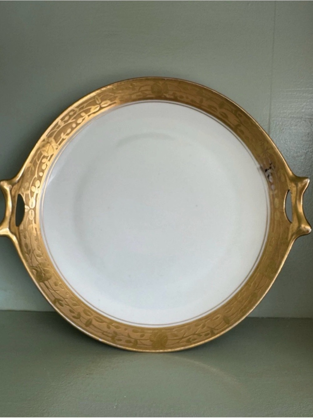 Vintage Hutschenreuther Selb LHS Bavaria Gold Encrusted Cake Plate, 1920s/1930s